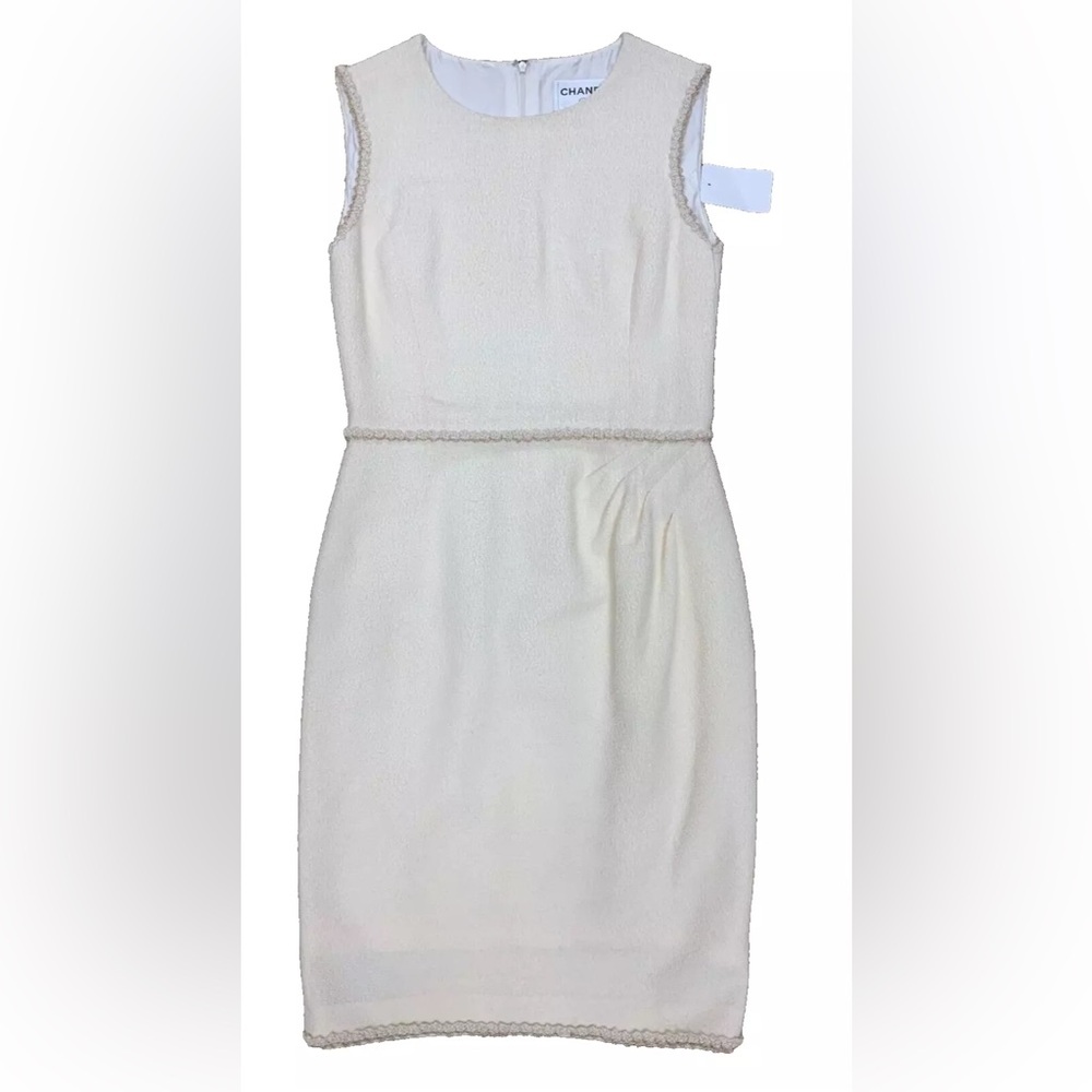 Vintage Chanel Knee Length White Bridal Dress